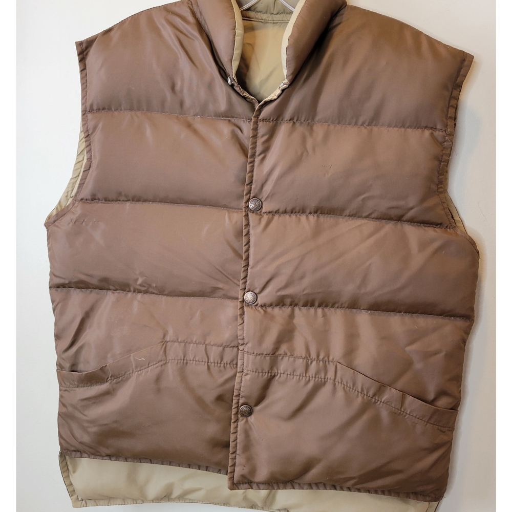 Vintage Goose Down Reversibke Men's Brown Puffer Vest Size S